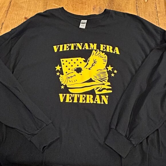 Gildan Ultra Hvy Cotton Vietnam Era Vet Long Sleeve T-Shirt Sz. 3XL Black #N1403 - Picture 1 of 4